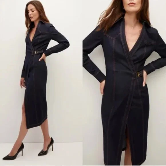 Veronica Beard, Arlington Denim Wrap Dress - Picture 4 of 9